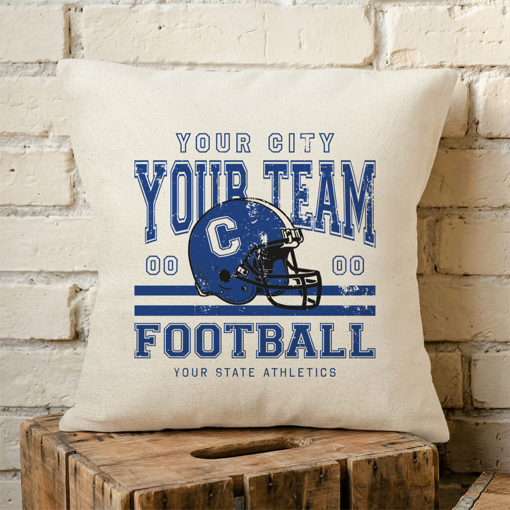 Football Team Varsity - Custom City/Team/State/Est. Square Canvas Throw Pillow