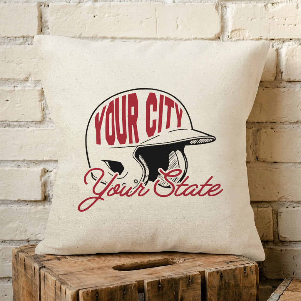 Homefield Advantage - Custom City/State/Est. Square Canvas Throw Pillow