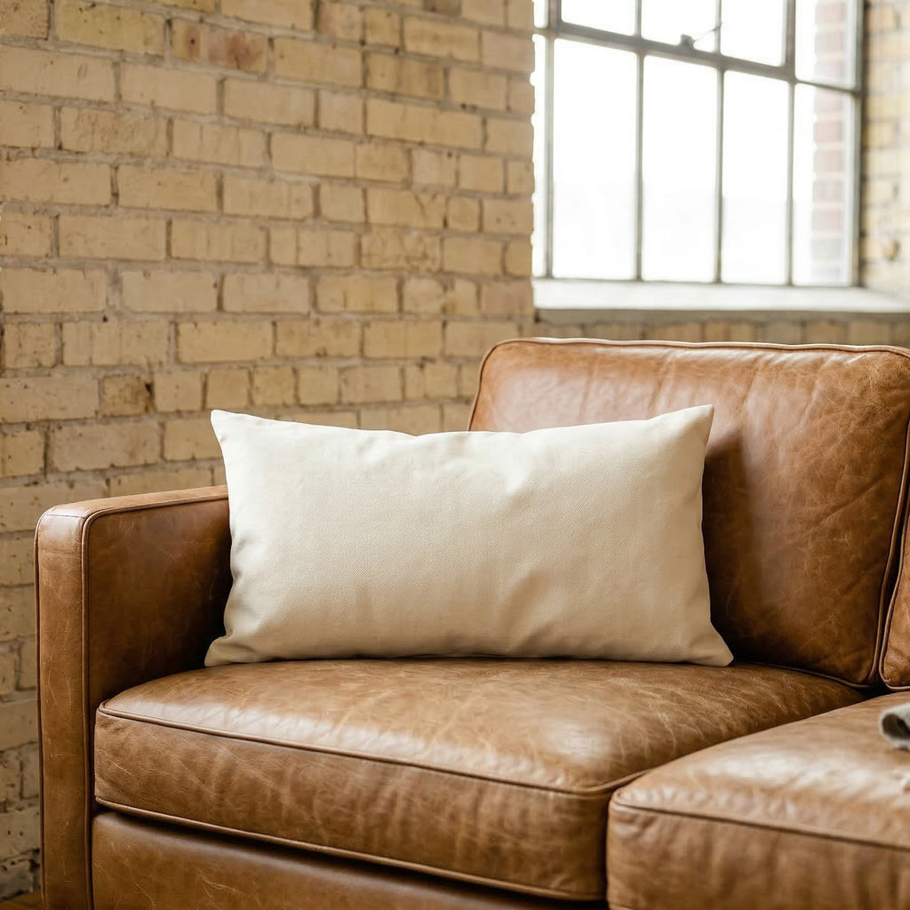 Simple Varsity - Custom City/State/Est. Cotton Canvas Rectangle Throw Pillow
