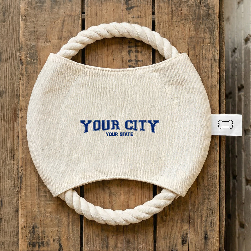 Simple Varsity - Custom City/State/Est. Canvas Rope Disc