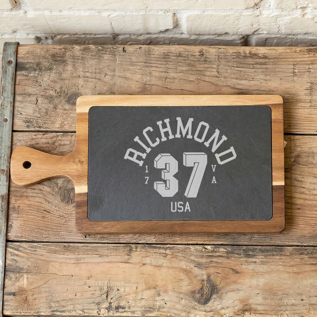 Classic Jersey - Custom City/State/Est. Slate & Acacia Serving Board