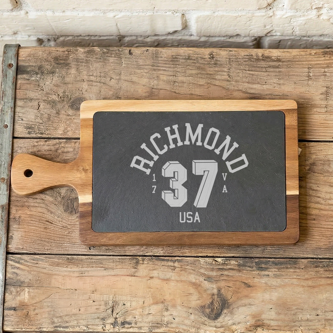 Classic Jersey - Custom City/State/Est. Slate & Acacia Serving Board
