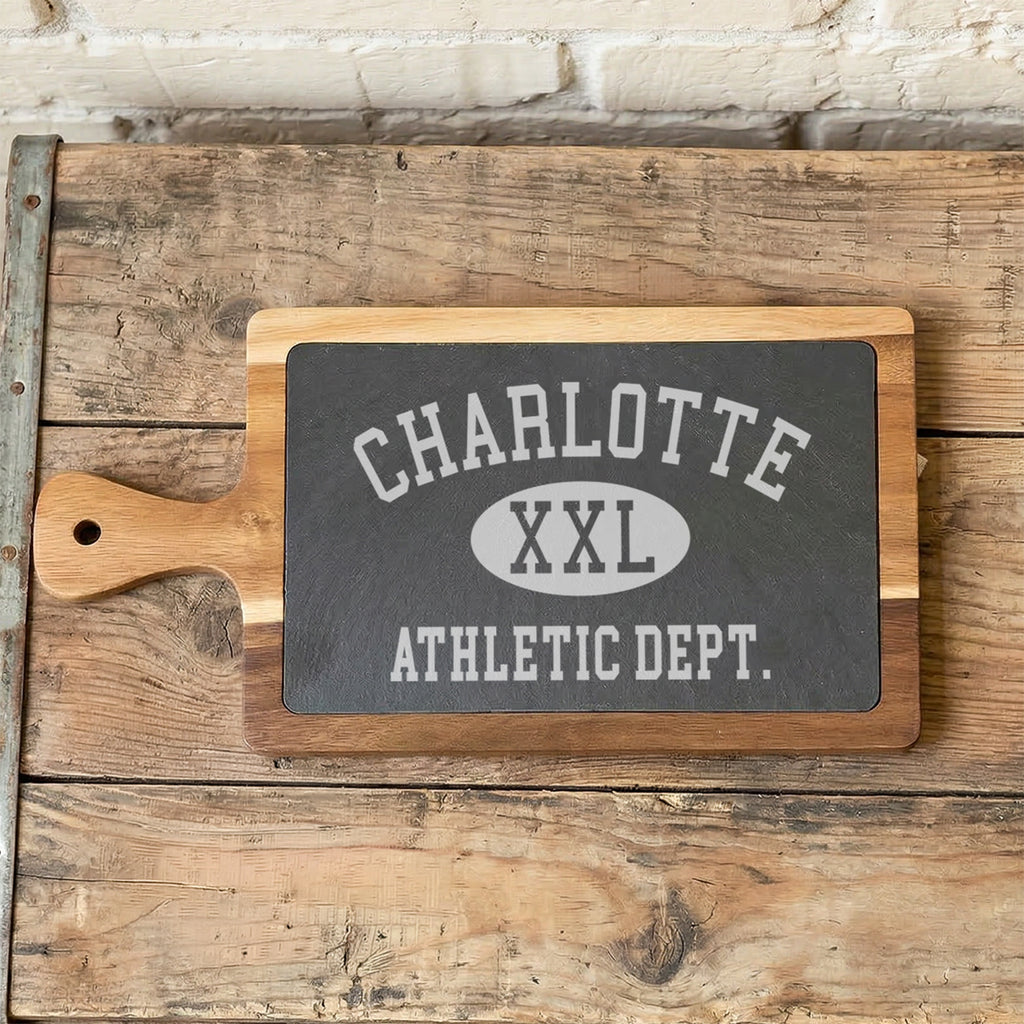 Athletic Department - Custom City Slate & Acacia Serving Board