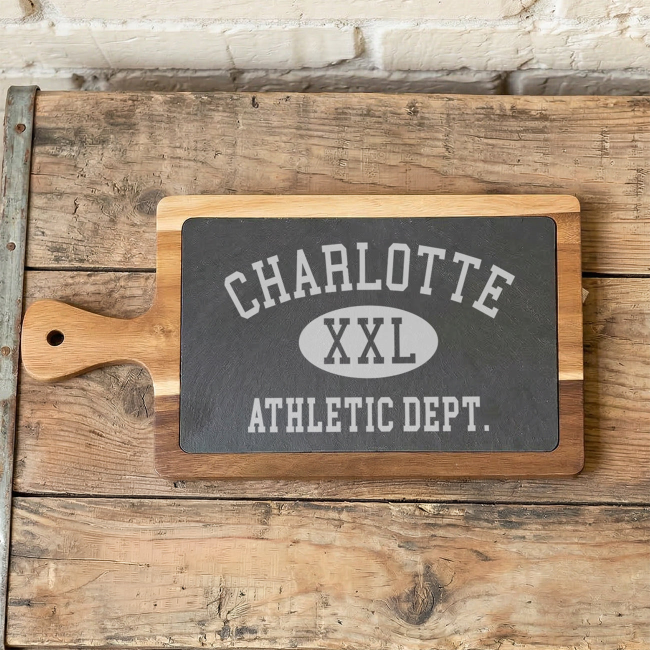 Athletic Department - Custom City Slate & Acacia Serving Board