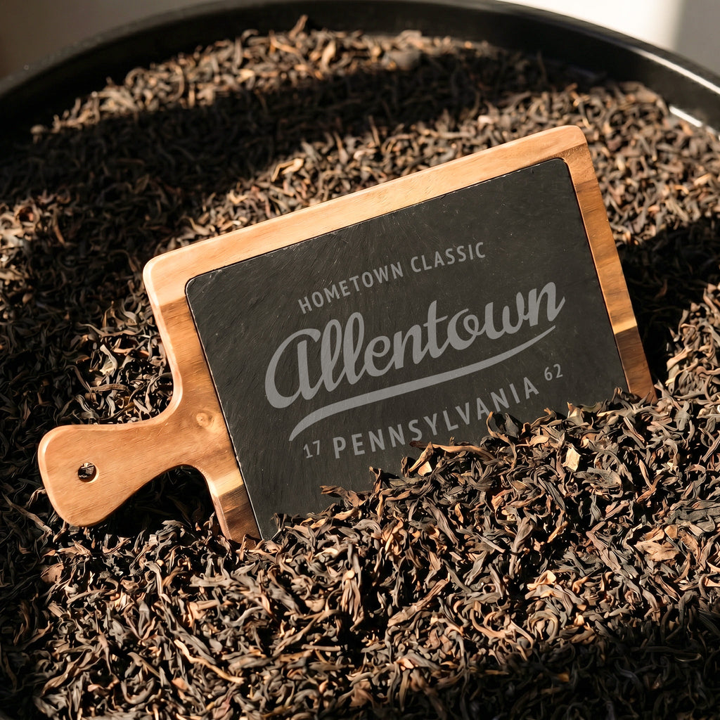 Hometown Classic - Custom City/State/Est. Slate & Acacia Serving Board