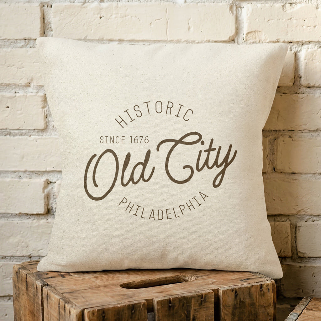 Historic Neighborhood - Custom City/State/Est. Square Canvas Throw Pillow