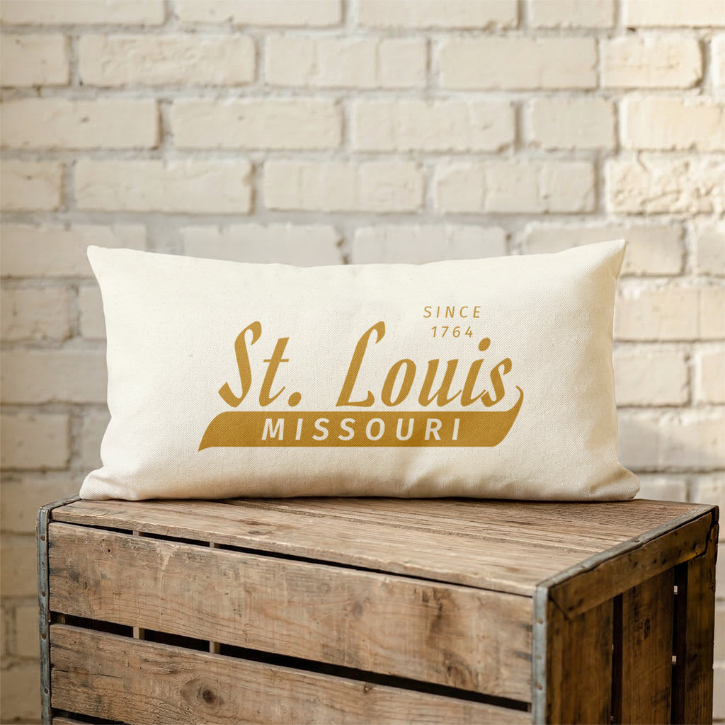 Retro - Custom City/State/Est. Cotton Canvas Rectangle Throw Pillow