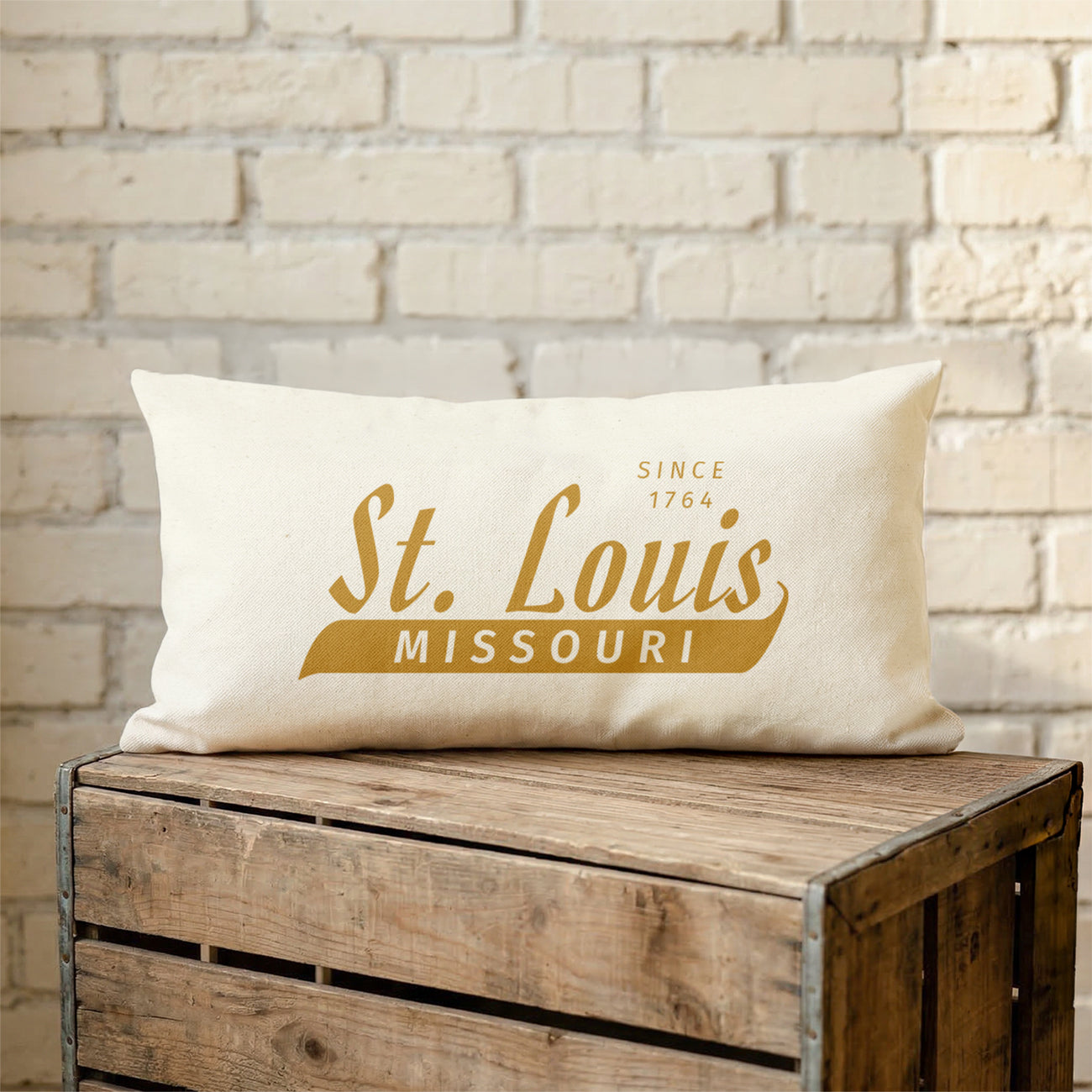 Retro - Custom City/State/Est. Cotton Canvas Rectangle Throw Pillow
