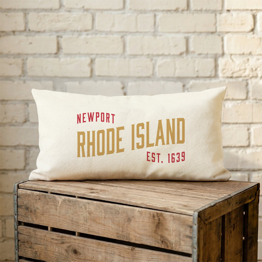Vintage Arches - Custom City/State/Est. Cotton Canvas Rectangle Throw Pillow