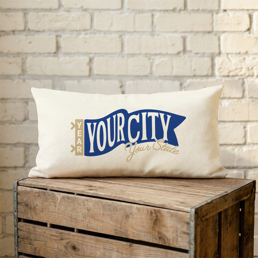 Vintage Classics - Custom City/State/Est. Rectangle Canvas Throw Pillow
