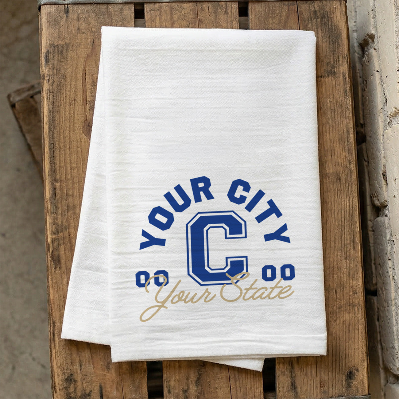 Vintage Classics - Custom City/State/Est. Cotton Tea Towel
